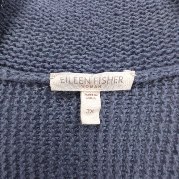 EILEEN FISHER Tangled Linen Cotton Cardigan Blue Minimal Lagenlook Boho Lagom 3X - Picture 2 of 6